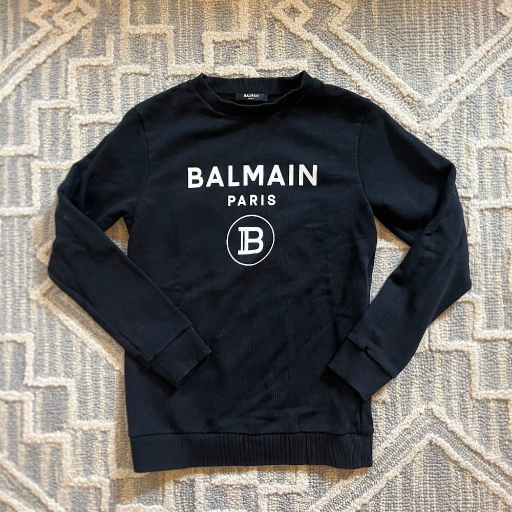 Balmain Black Sweatshirt with White Logo